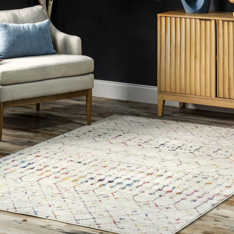 Nuloom 6 Square Moroccan Blythe Indoor Area Rug, Light Multicolor, Faded Bohemian Design, Stain Resistant, BedroomLiving Room, Kitchen,