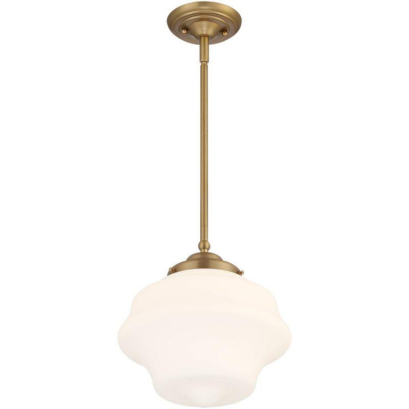 Possini Euro Design Soft Gold Mini Pendant Light 11" Wide Modern Schoolhouse Opal Glass Shade for Dining Living Room House Island