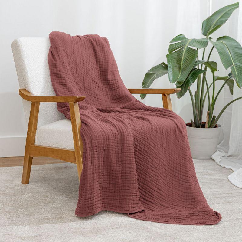 Muslin Blanket for Adults, Extra Large Twin 90” x 66” By Comfy Cubs - Wine