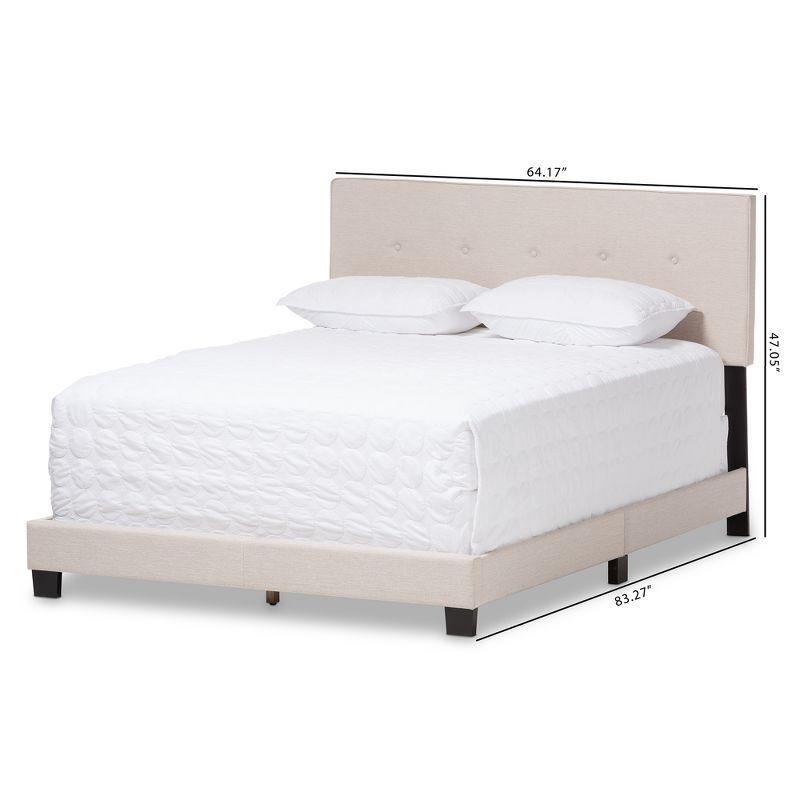 Full Hampton Modern and Contemporary Fabric Upholstered Bed Light Beige - Baxton Studio: Polyester, Rubberwood Frame, MDF