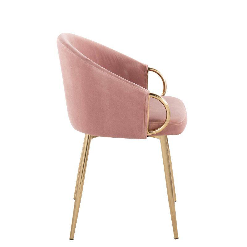 Set of 2 Claire Dining Chairs Gold/Blush - LumiSource: Velvet Upholstery, Metal Legs, Foam Filled