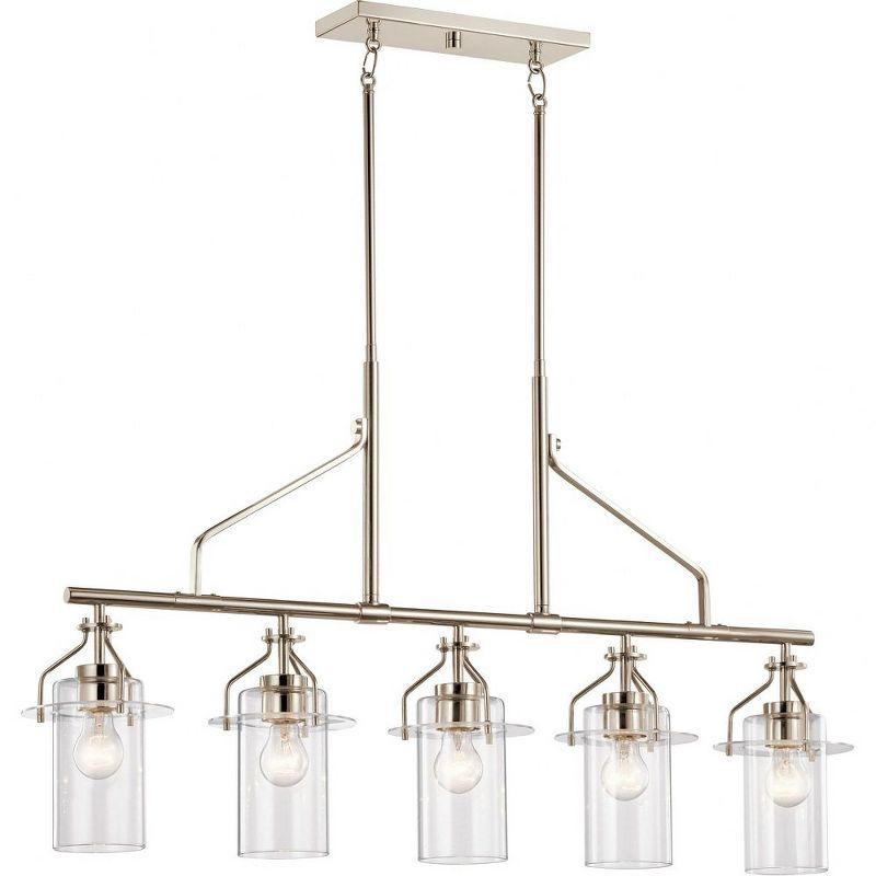 Everett™ 42 Inch 5 Light Linear Chandelier with Clear Glass in Polished Nickel