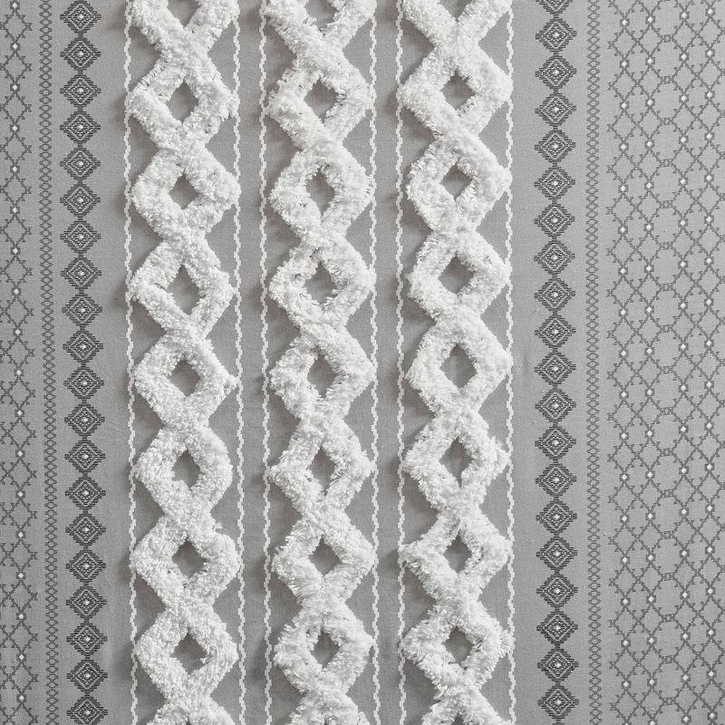 INK+IVY Imani Cotton Printed Curtain Panel with Chenille Stripe and Lining