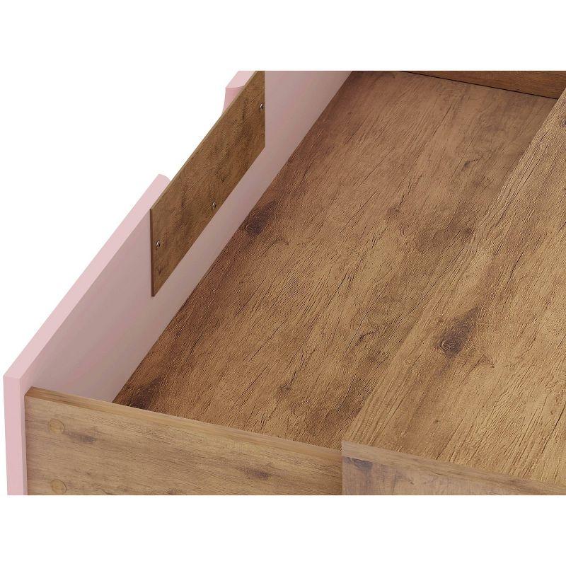 Set of 2 Rockefeller 3 Drawer Dresser Nature/Rose Pink - Manhattan Comfort: MDF Bedroom Storage, Easy-Glide, 6 Drawers