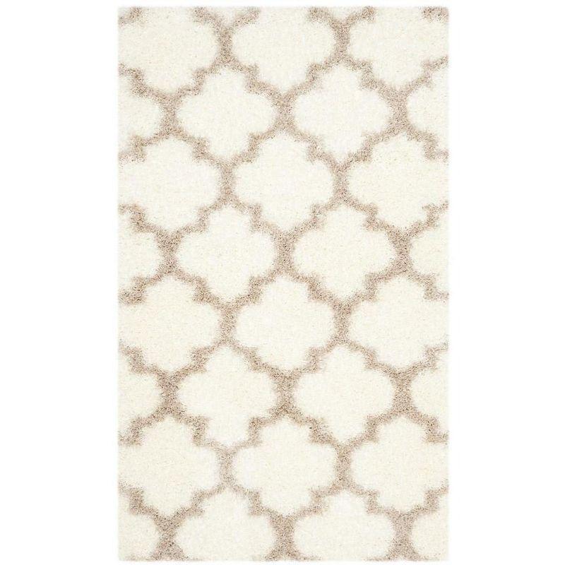 Ivory and Beige High Pile Shag Area Rug