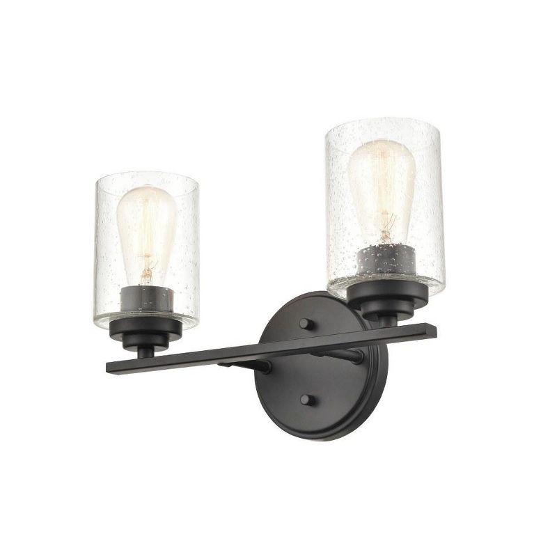 Matte Black Cylinder 2-Light Vanity Fixture