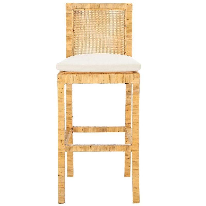 Tojo Natural Cane Bar Stool with White Cushion