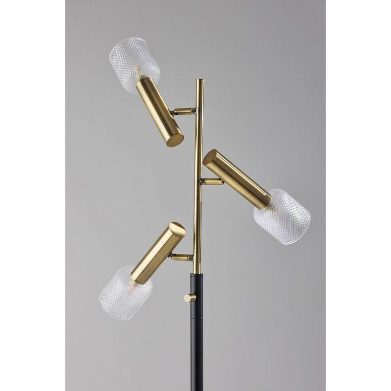 Melvin Antique Brass Floor Lamp (Includes LED Light Bulb) Black - Adesso: Tripod Base, Swivel Glass Shades, Dimmable