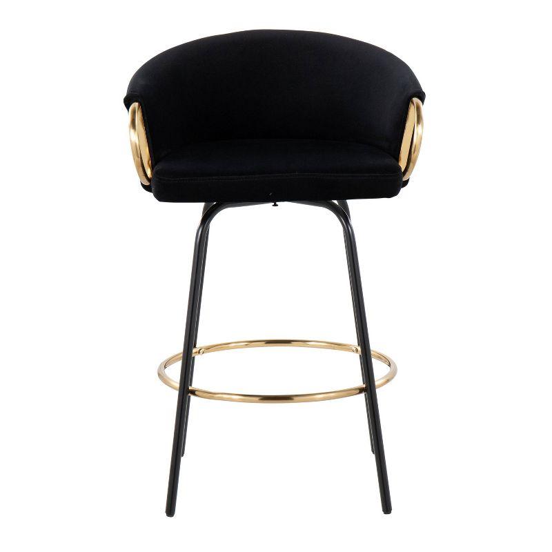 Claire Black and Gold Metal Swivel Counter Stool