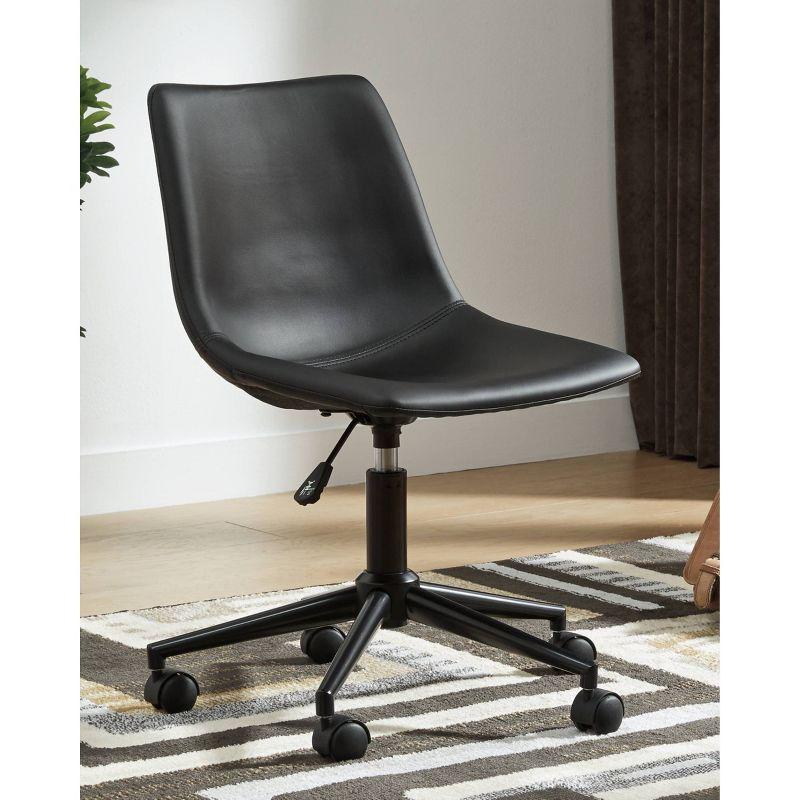 Program Home Office Swivel Desk Chair Black - Signature Design by Ashley: Faux Leather, Armless, With Wheels