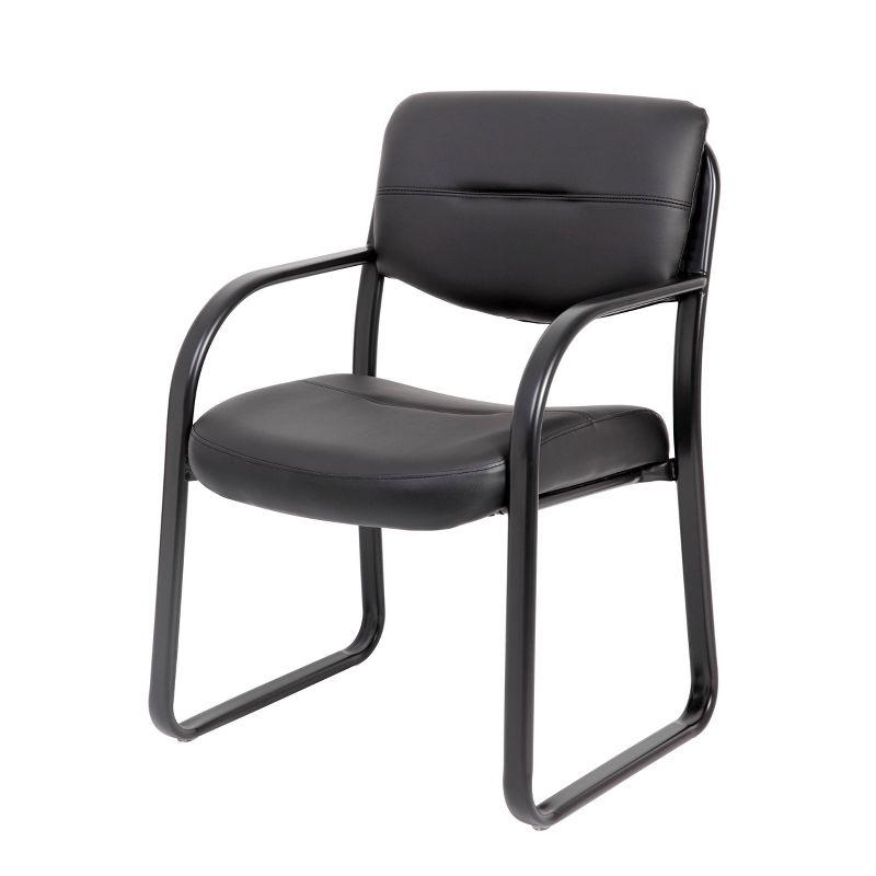 Elegant Black LeatherPlus Guest Chair with Metal Sled Base