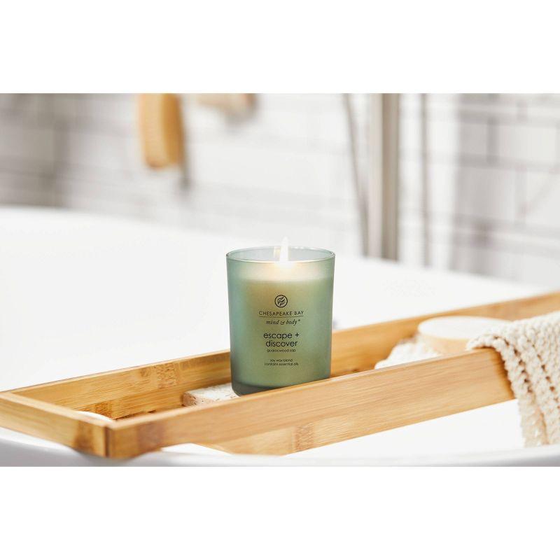 Frosted Glass Escape + Discover Lidded Jar Candle Green 8.8oz - Mind & Body by Chesapeake Bay Candle: Soy Wax, Essential Oils, 44hr Burn