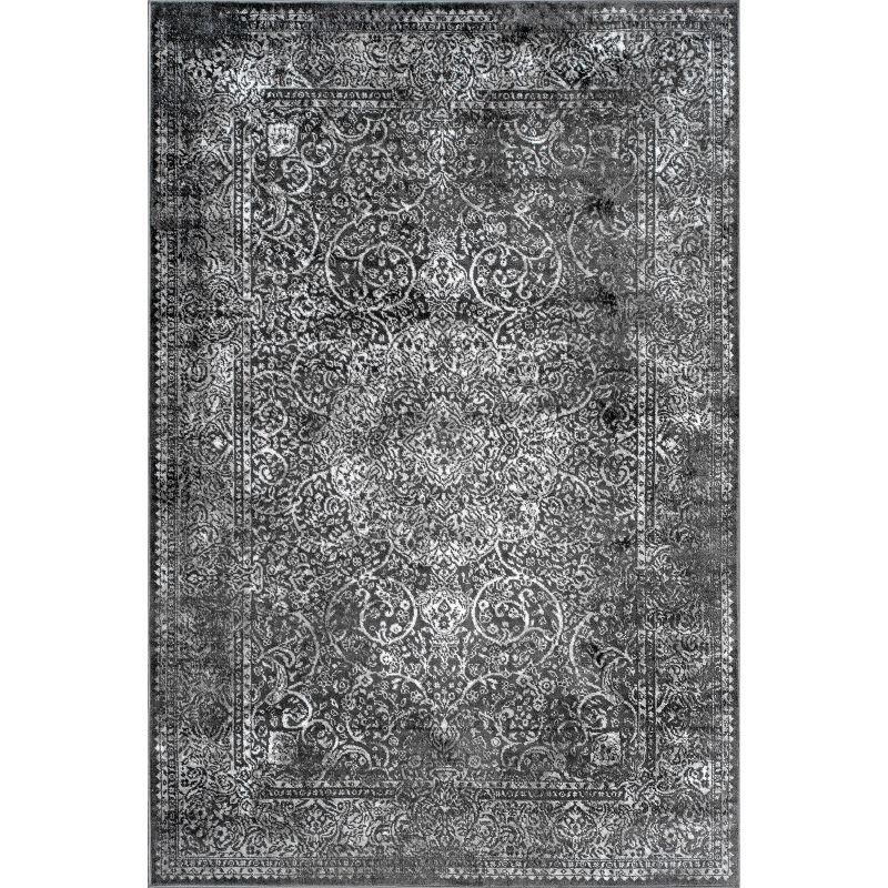 Delores Dark Gray Synthetic Persian Area Rug