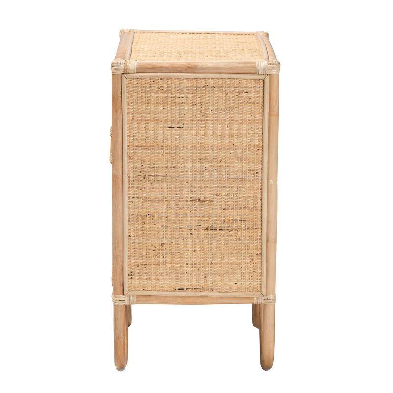 Acelin Rattan Nightstand Natural Brown - Baxton Studio: No Assembly, Spot Clean, Rectangle Shape, 30 Day Warranty