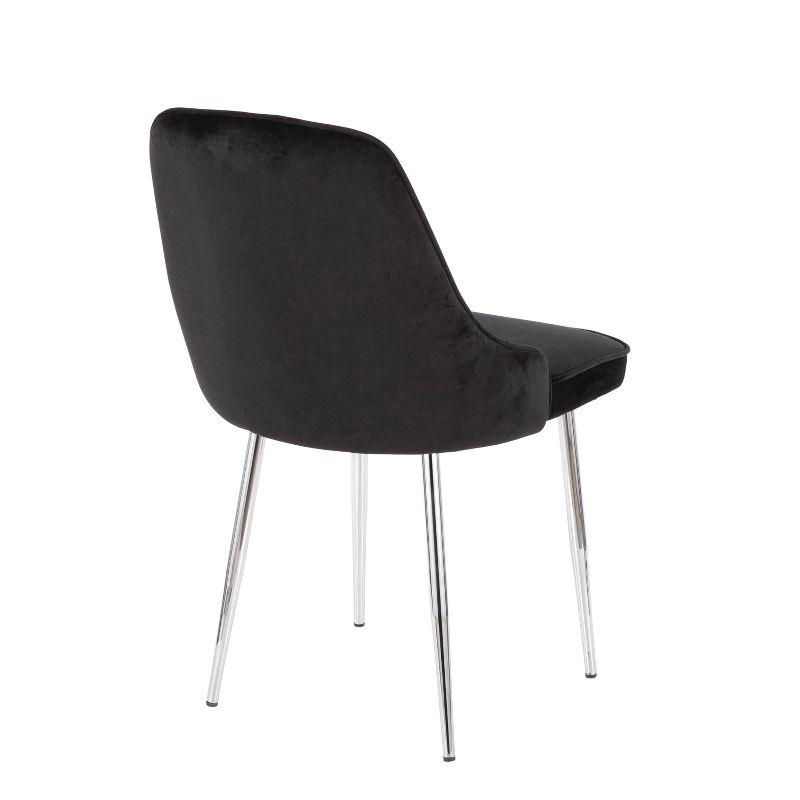 LumiSource Set of 2 Marcel Dining Chairs Black/Chrome: Velvet Upholstery, Metal Legs, No Assembly Required