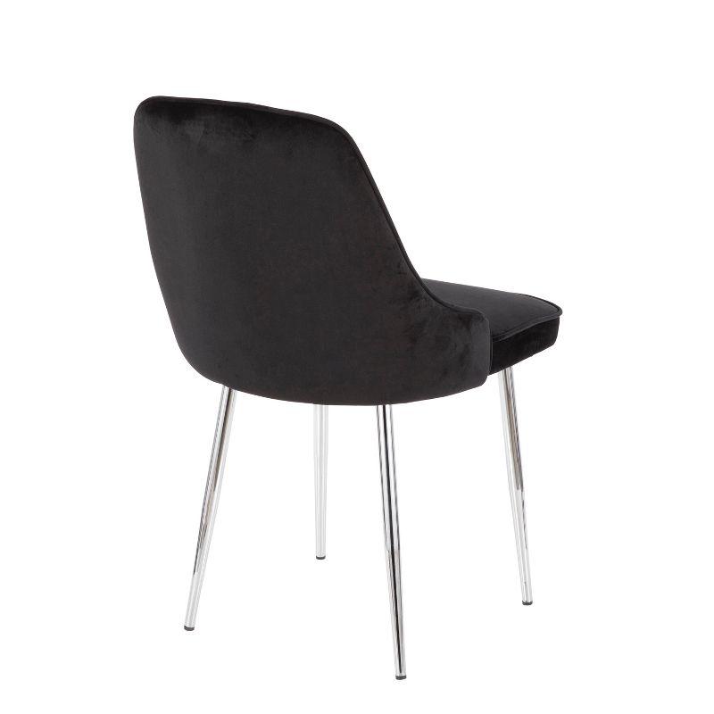 Set of 2 Black Velvet Upholstered Dining Chairs with Chrome Legs