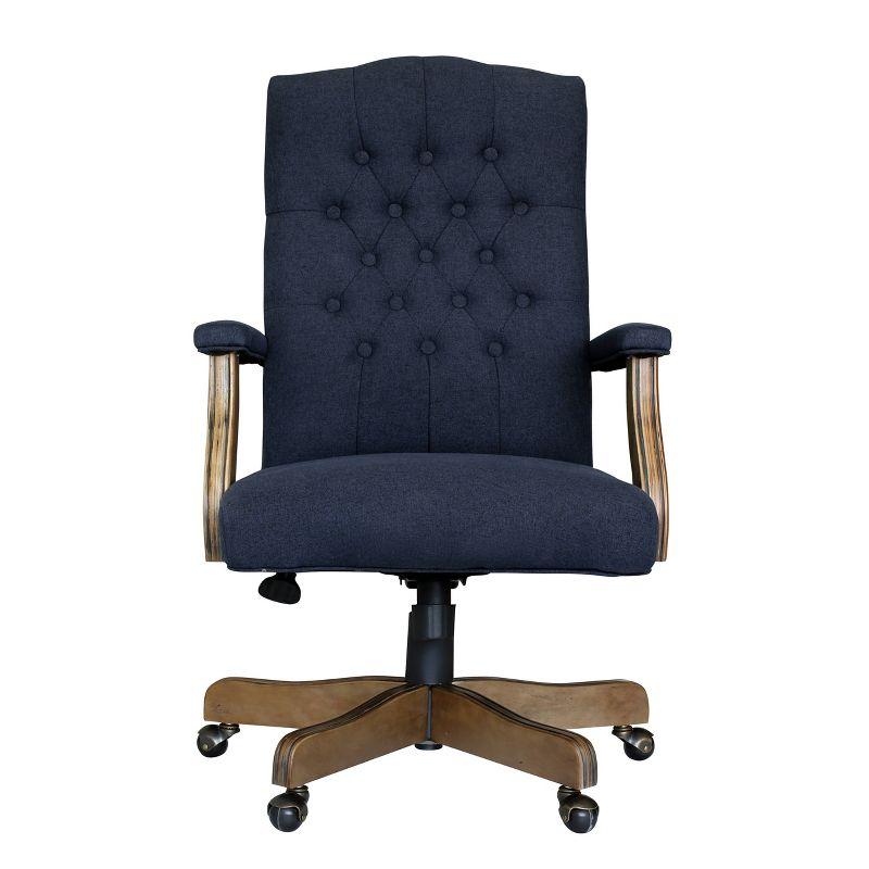 Traditional Executive Chair Navy - Boss Office Products: Commercial Grade, Driftwood Base, Brass Castors
