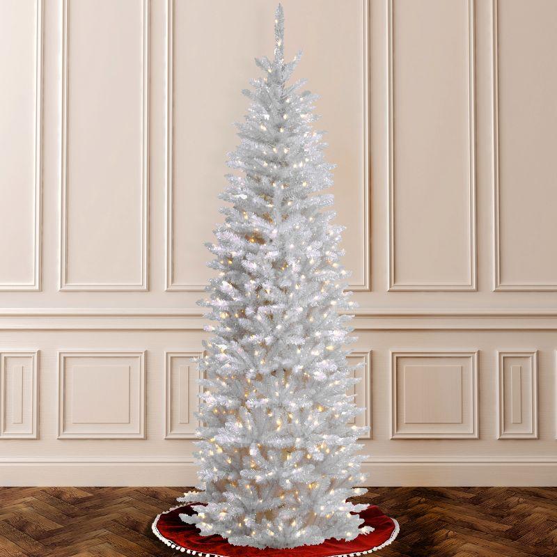 Prelit Slim White Kingswood Fir Artificial Christmas Tree Clear Lights - National Tree Company