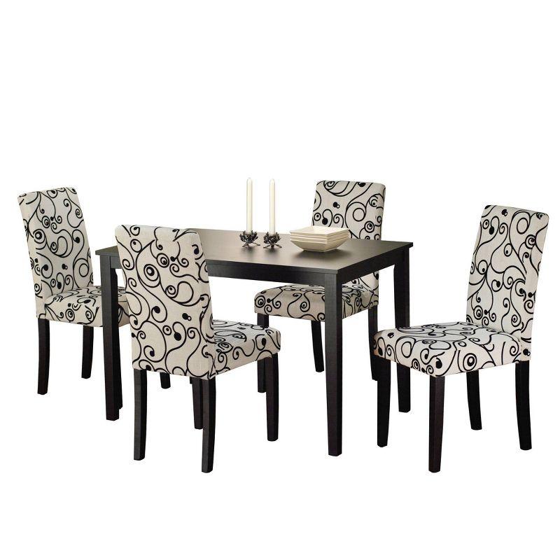 Cream and Black Velvet Upholstered High-Back Parsons Side Chairs