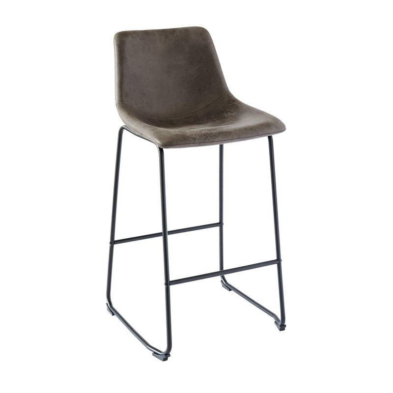 Collins 15" Gray Metal and Faux Leather Barstool Set