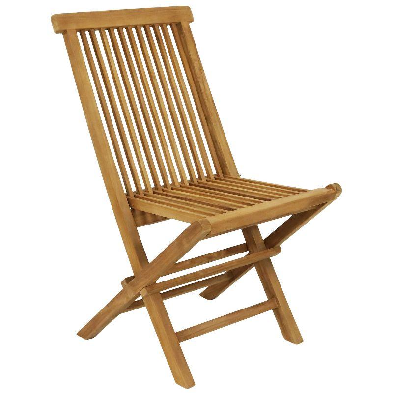 Sunnydaze Outdoor Solid Teak Wood with Stained Finish Hyannis Folding Dining Chairs - Light Brown