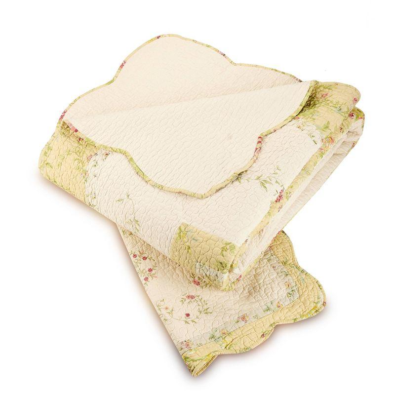 Queen Prairie Bloom Bedspread Yellow - Mary Jane's Home: Cotton Floral Bedding, Machine Washable, 140 Thread Count