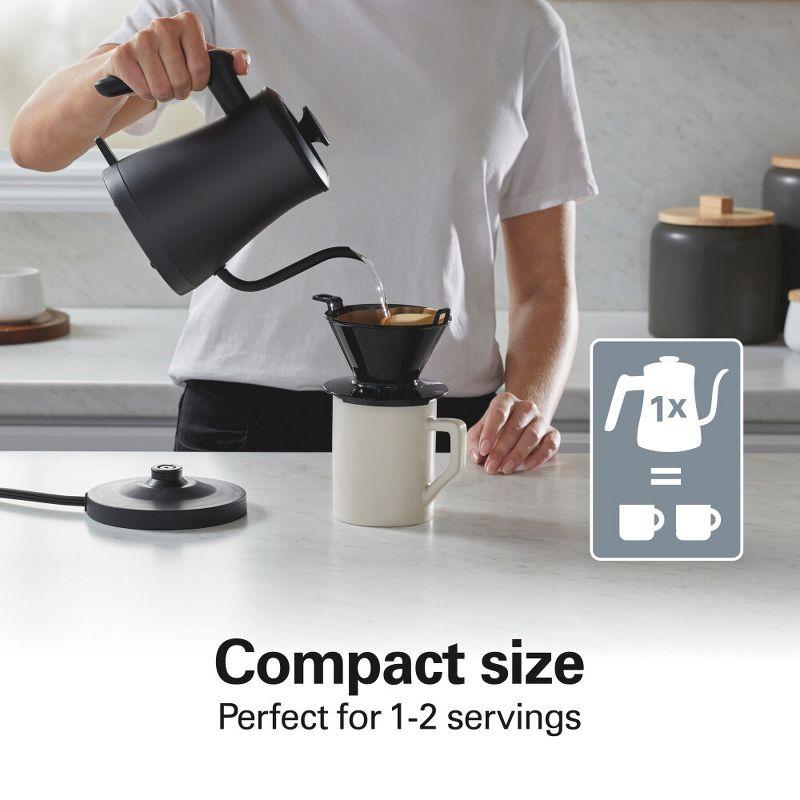 Hamilton Beach .6 Liter Gooseneck Kettle Black 41045: Electric Water Kettle, Stainless Steel, 1200W, Hand Wash