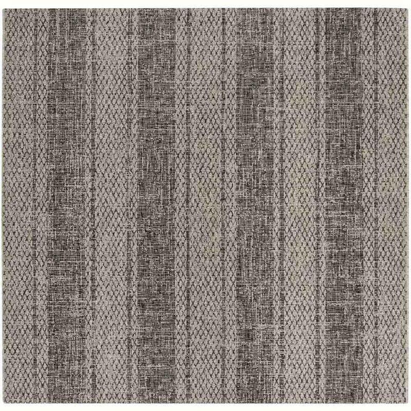 Courtyard CY8736 Power Loomed Indoor and Outdoor Area Rug - Light Grey/Black - 6'7"x6'7" - Safavieh
