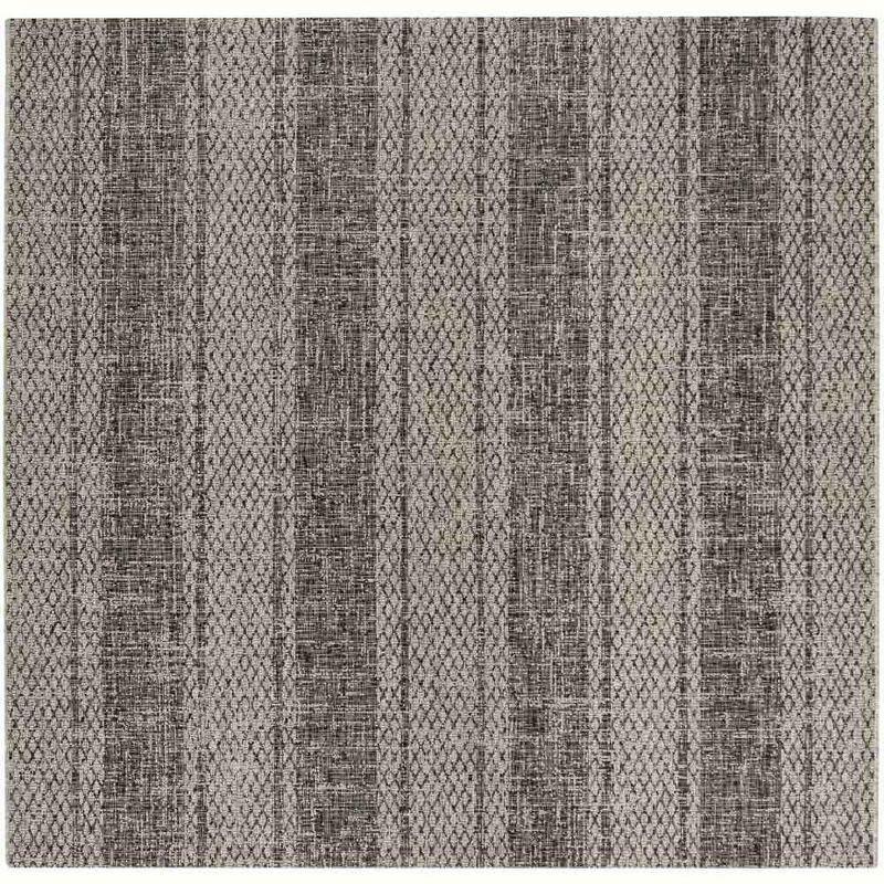 6'7" Square Gray Synthetic Outdoor Area Rug