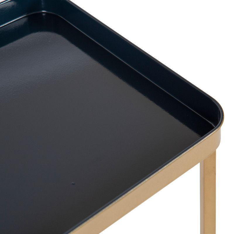 Kate and Laurel Celia Rectangle Metal Side Table, 18x12x26, Navy Blue and Gold