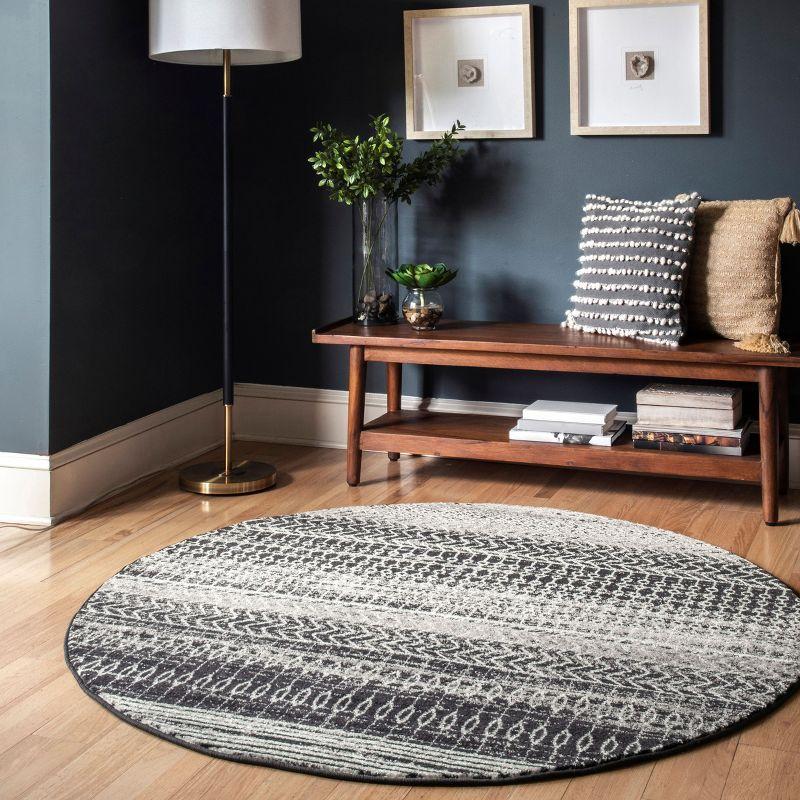 Nuloom Nova Striped Oval 7x9 Indoor Area Rug for Living Room Bedroom Dining Room Kitchen, Dark Grey/Ivory