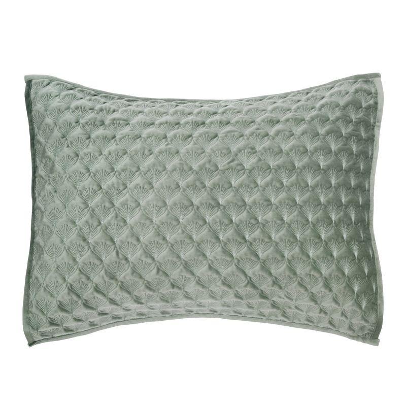 Seafoam Green Quilted Velvet King Sham with Hypoallergenic Polyester