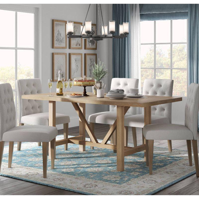 Rustic Beige Reclaimed Wood Extendable Dining Table for Six