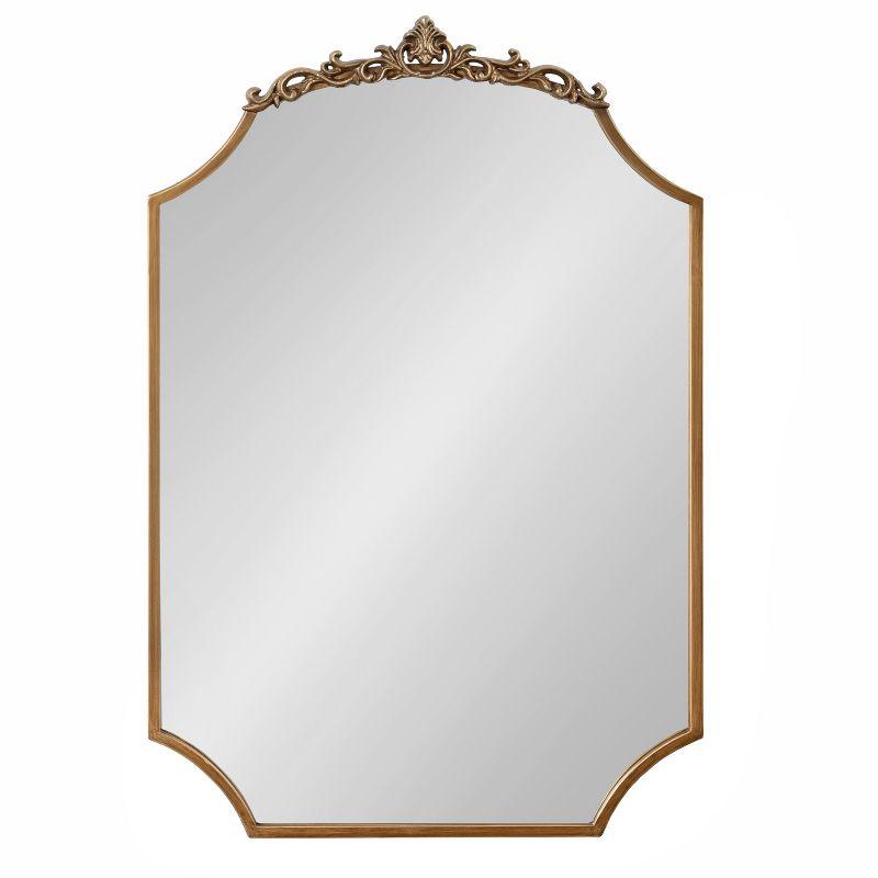 Kate & Laurel All Things Decor 24"x36" Arendahl Traditional Scallop Mirror Gold: Baroque-Inspired, No Assembly Required, Wall Mount