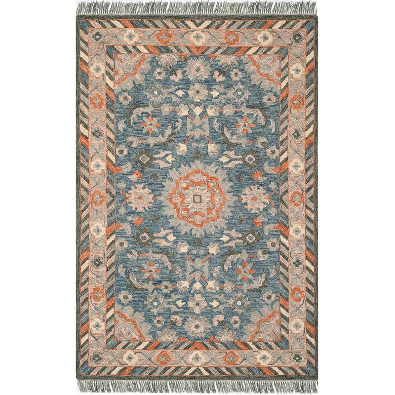 Aspen APN123 Hand Tufted Area Rug - Blue/Rust - 6'x9' - Safavieh..