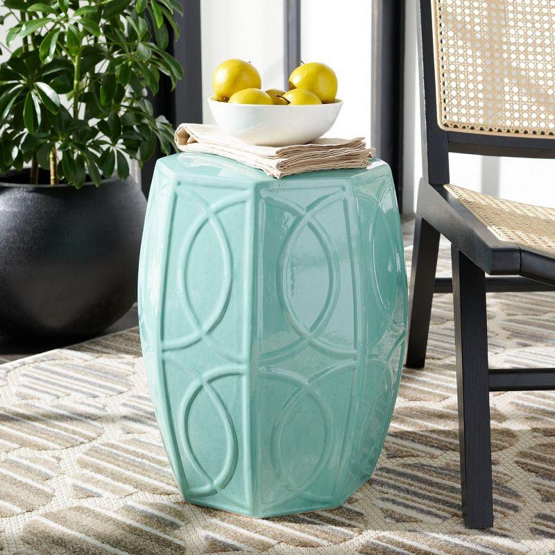 Kameko Ceramic Garden Stool - Blue - Safavieh.