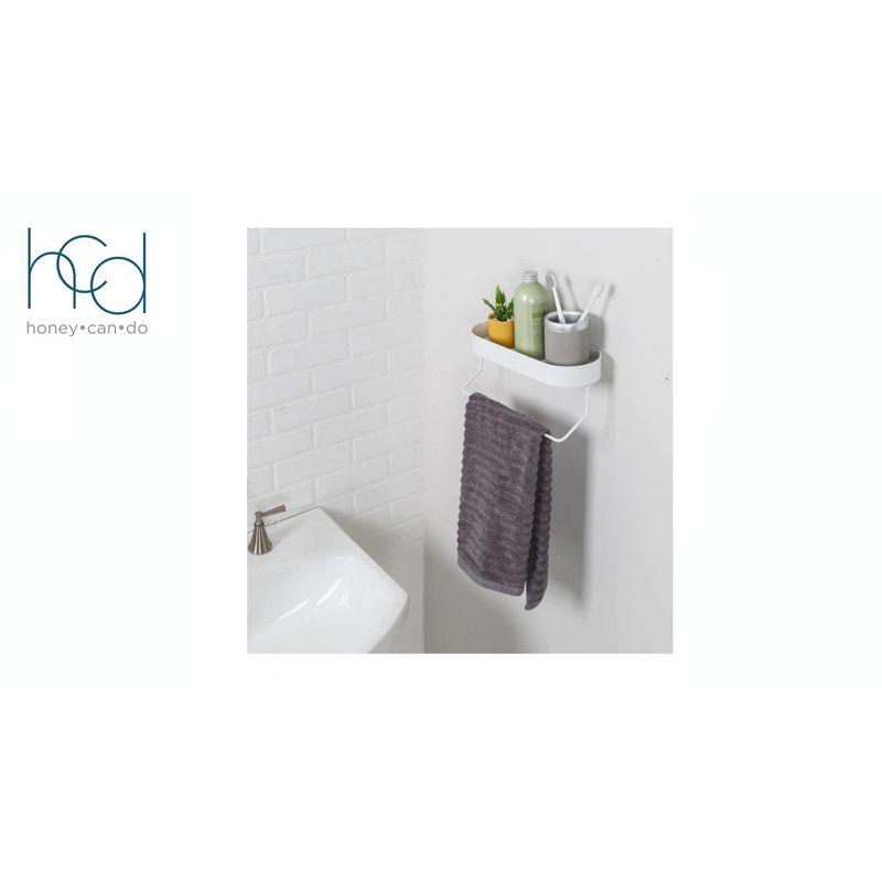 Metal Wall Shelf with Towel Bar White - Honey-Can-Do: Steel Bathroom Holder, No Surface Treatment