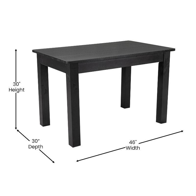 Flash Furniture HERCULES 46" x 30" Rectangular Black Wash Solid Pine Farm Dining Table