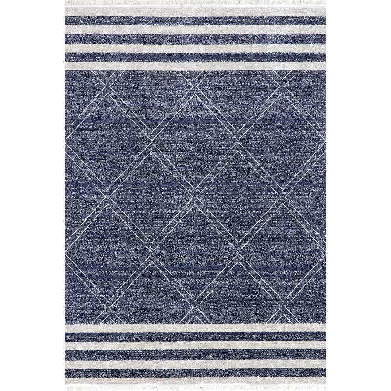 Nuloom Roberge Trellis 3x5 Indoor/Outdoor Accent Rug for Living Room Patio Deck Front Porch Entryway Kitchen, Navy/Ivory