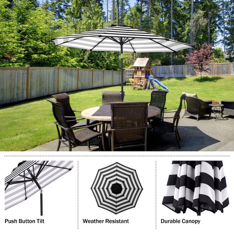 Pure Garden 9 Ft Patio Umbrella, Black and White