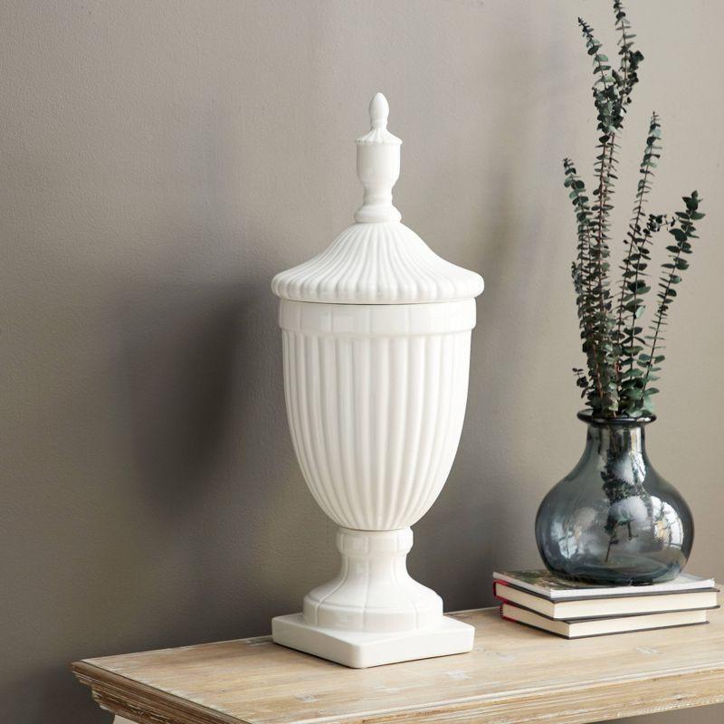 26" Modern Ceramic Urn Vase White - Olivia & May: Large Tabletop Decor, Novelty Design