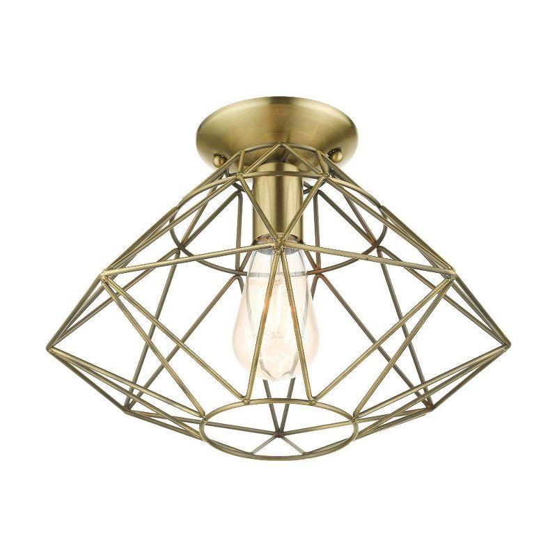 Livex Lighting Geometric 1 - Light Flush Mount in  Antique Brass