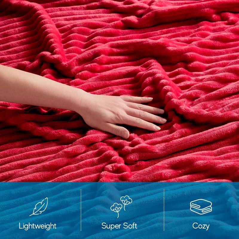 Nestl Soft Twin Blankets for Bed, Warm Fuzzy Twin Size Blanket, Cherry Red Cut Plush Fleece Blanket
