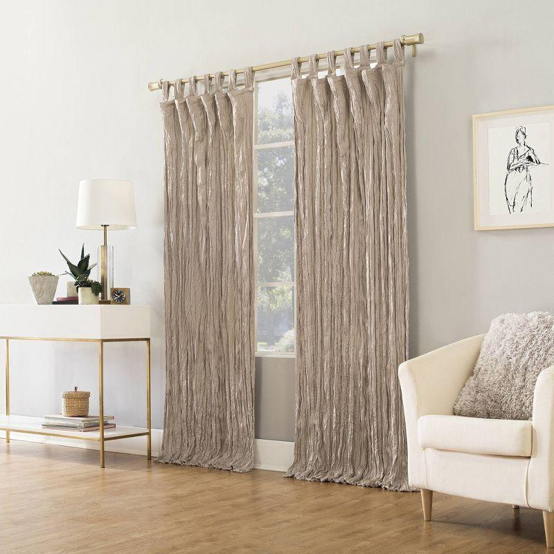 Odelia Distressed Velvet Tab Top Light Filtering Curtain Panel - No. 918