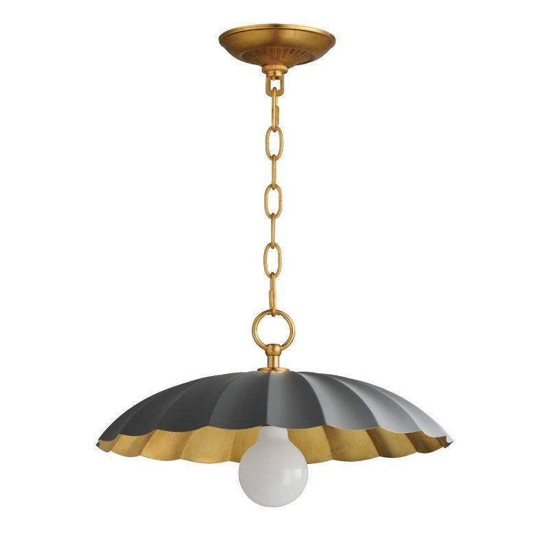 Dark Grey and Gold Leaf Scalloped Pendant Light