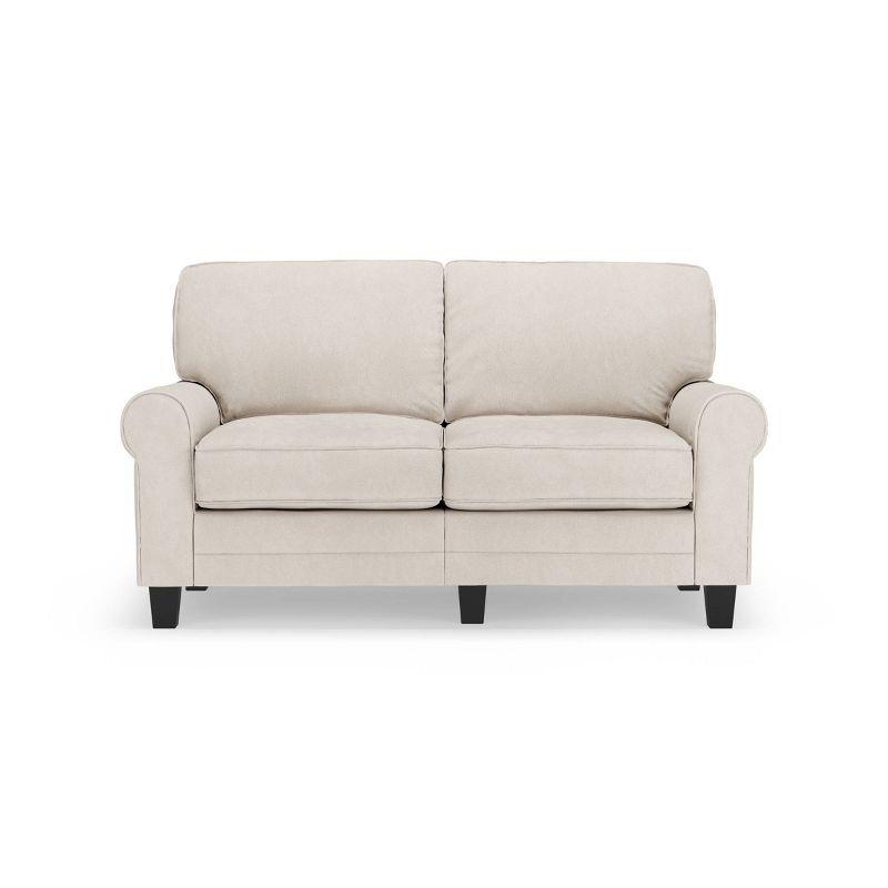 Serta Copenhagen 61" Rolled Arm Sofa, Easy Care Fabric, Soft Pillow Back, Pocket Coil Seat Cushions