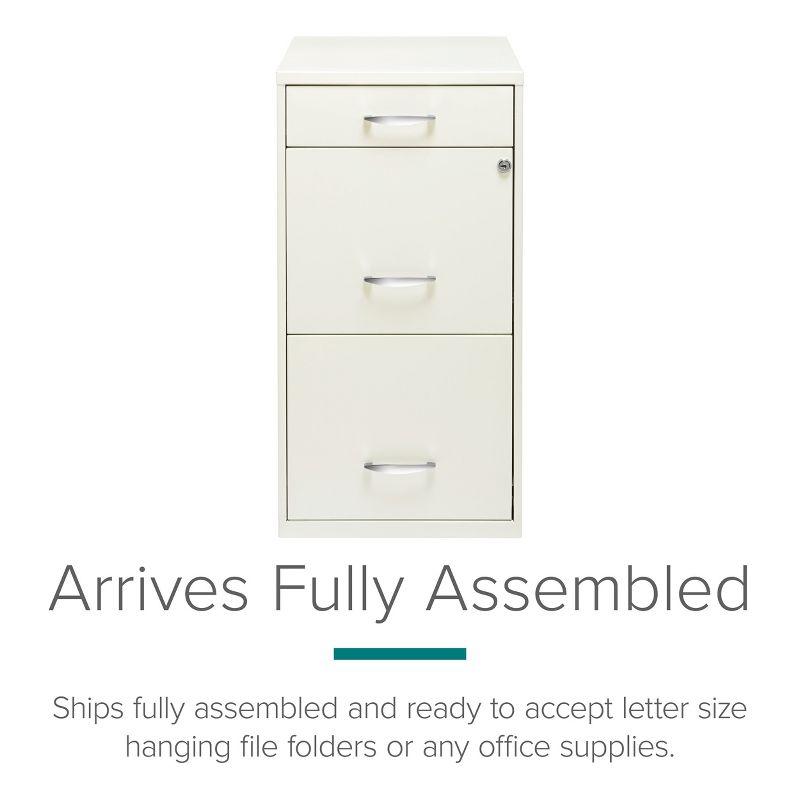 Space Solutions 3 Drawer Letter Width Vertical File Cabinet with Pencil Drawer Pearl White: Steel, 27.32" Height, No Assembly