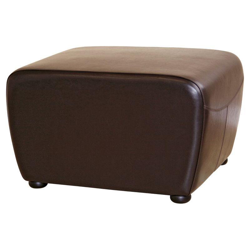 Dark Brown Leather Rounded Cocktail Ottoman