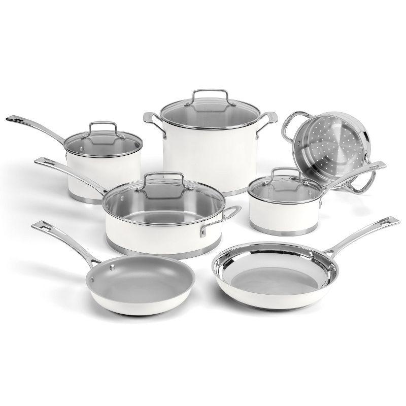 Cuisinart Matte 6qt Stainless Steel Stockpot with Cover MW8966-22 - White: Tri Ply, Dishwasher & Oven Safe, Glass Lid