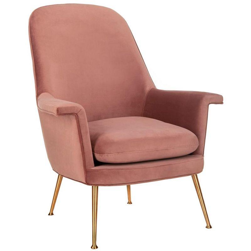 Aimee Velvet Arm Chair - SFV4701 - Dusty Rose/Gold - Safavieh Couture